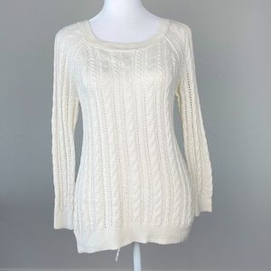 American Eagle Boho Cream Sweater cable knit